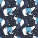 BÍLÍ MEDVĚDI V SVETRECH / navy (OČAROVANÁ ZIMA) - Hydrofobní česaná teplákovina