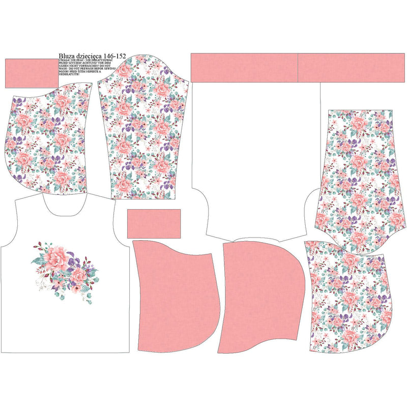 DĚTSKÁ MIKINA S KAPUCÍ  (ALEX) - KVĚTY ŠÍPKOVÉ RŮŽE vz.1 (KVETOUCÍ LOUKA) - Sada šití
