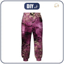 DĚTSKÉ JOGGERY (ROBIN) - KVĚTY / zlatý obrys Vz. 1 / AKVARELOVÝ MRAMOR - Sada šití