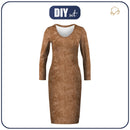 Tužkové šaty (ALISA) - SKVRNY / hnědý (SNĚŽNÍ LEOPARDI) - Sada šití