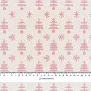VÁNOČNÍ STROMKY A SNĚHOVÉ VLOČKY / (acid) ecru (NORSKÉ VZORY) - Hydrofobní česaná teplákovina