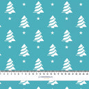 VÁNOČNÍ STROMKY S HVĚZDAMI / tmavý tyrkys - Hydrofobní česaná teplákovina