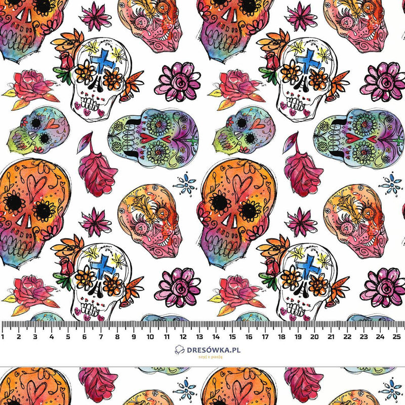 LEBKY vz. 3 / bílý (DIA DE LOS MUERTOS) - Hydrofobní česaná teplákovina