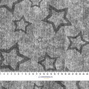 SZARE GWIAZDY (kontur) / przecierany jeans szary - Hydrofobní česaná teplákovina