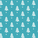 VÁNOČNÍ STROMKY S HVĚZDAMI / tmavý tyrkys - Hydrofobní česaná teplákovina