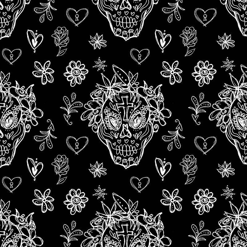 LEBKY OBRYS / věnec (DIA DE LOS MUERTOS) - Hydrofobní česaná teplákovina