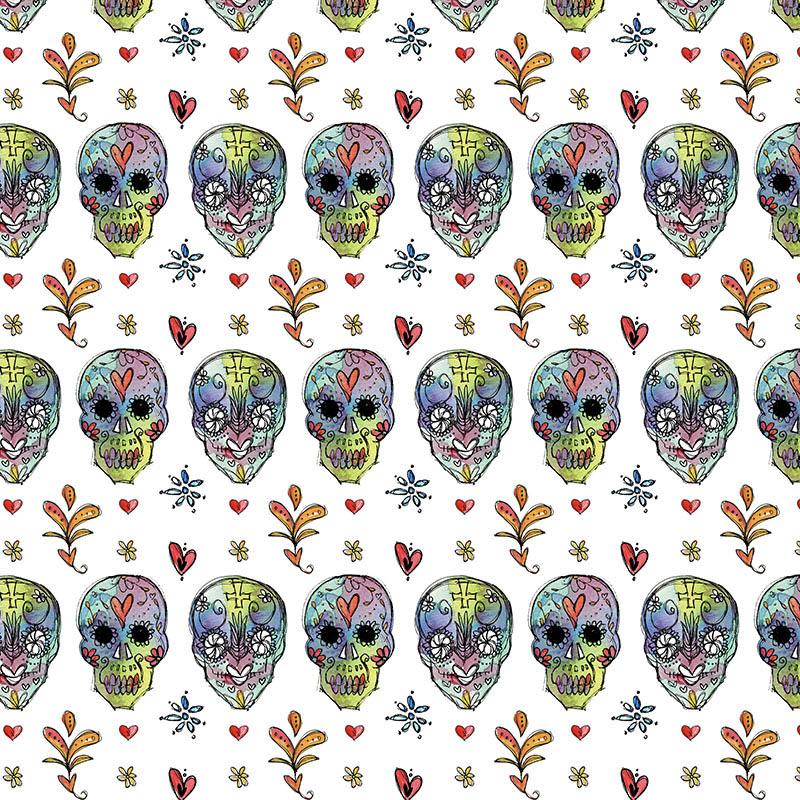 LEBKY vz. 1 / bílý (DIA DE LOS MUERTOS) - Hydrofobní česaná teplákovina