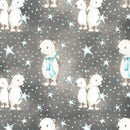 MEDVĚDI A HVĚZDIČKY / tmavě šedý (KOUZELNÝ VÁNOČNÍ LES)