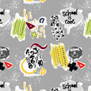 SCHOOL IS COOL / šedá (ŠKOLNÍ KRESBY)