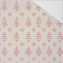 VÁNOČNÍ STROMKY A SNĚHOVÉ VLOČKY / (acid) ecru (NORSKÉ VZORY) - Hydrofobní česaná teplákovina
