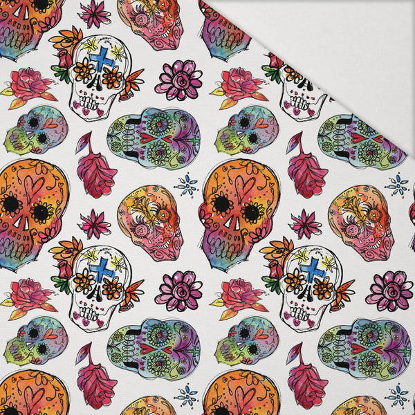 LEBKY vz. 3 / bílý (DIA DE LOS MUERTOS) - Hydrofobní česaná teplákovina