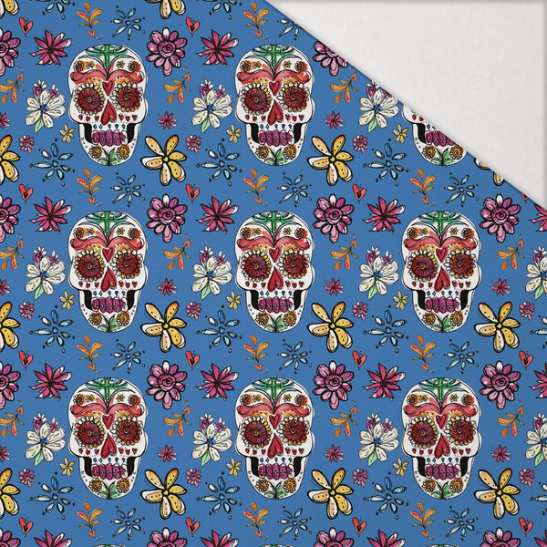 LEBKY vz. 2 / modrý (DIA DE LOS MUERTOS) - Hydrofobní česaná teplákovina