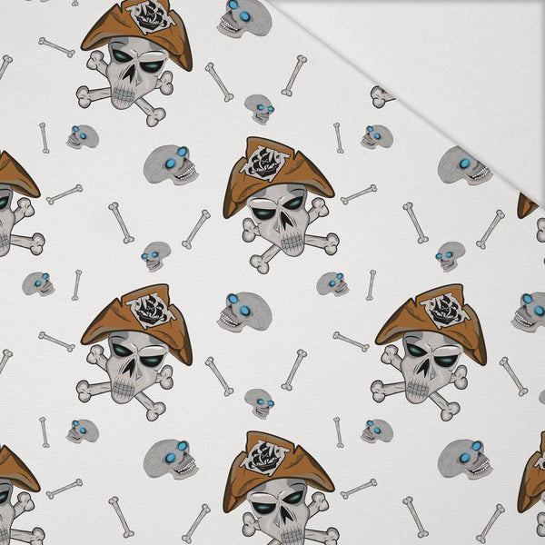 PIRATE SKULLS / WHITE (SCARY HALLOWEEN) - Hydrofobní česaná teplákovina