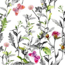 ŁĄKA / motyle - biały - Hydrofobní česaná teplákovina