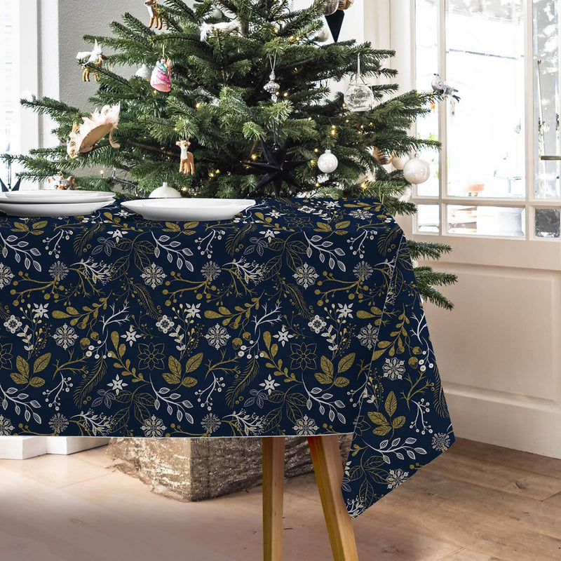 FOLK FLORAL vz. 1 / zlatý (FOLK LES) - Hydrofobní česaná teplákovina