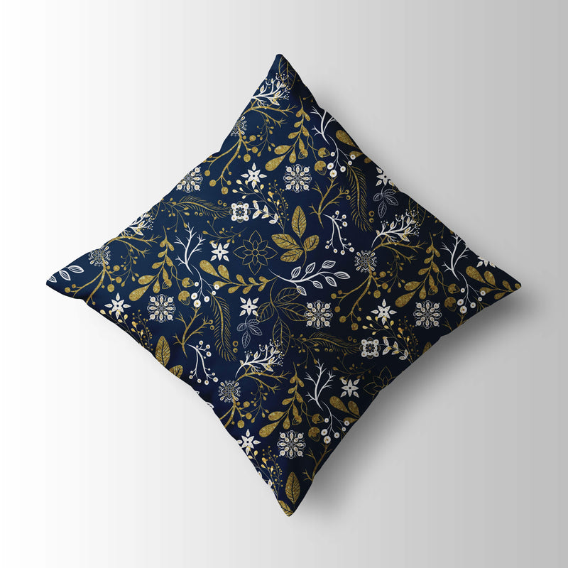 FOLK FLORAL vz. 1 / zlatý (FOLK LES) - Hydrofobní česaná teplákovina