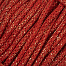 Sznurek  bawełniany okrągły 5mm - czerwony ze ZŁOTĄ NITKĄ